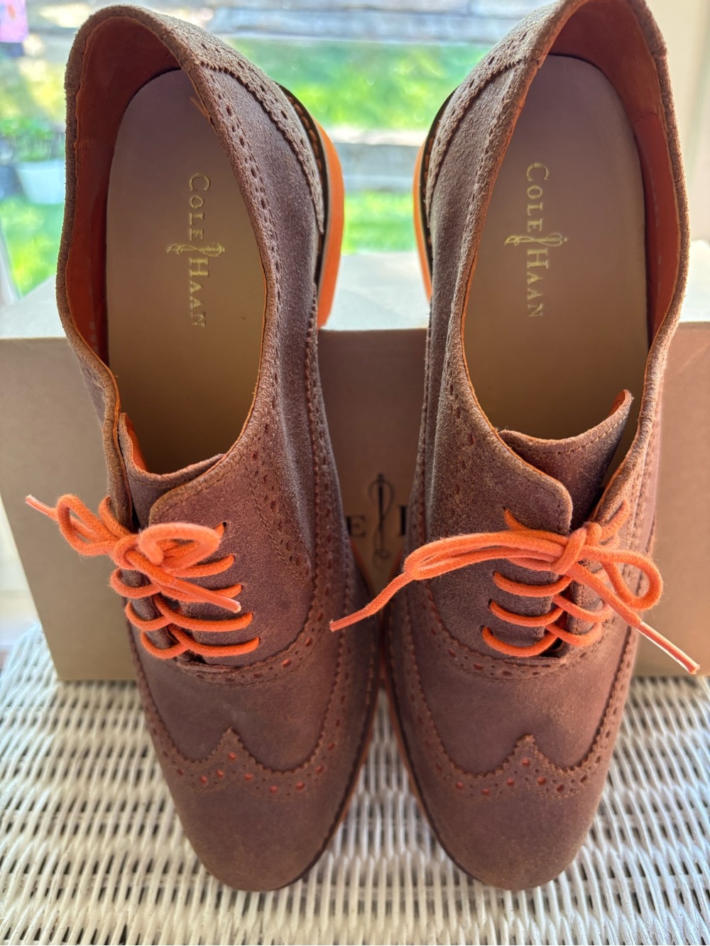 RARE Bowling Green Orange/Brown School Colors Wingtip Oxfords CLASSIC Cole Haan